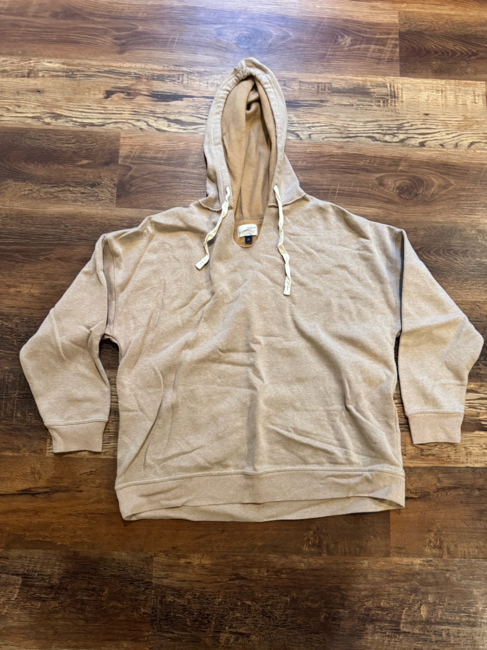 Universal Thread Beige Hooded Pullover with Cream Drawstrings